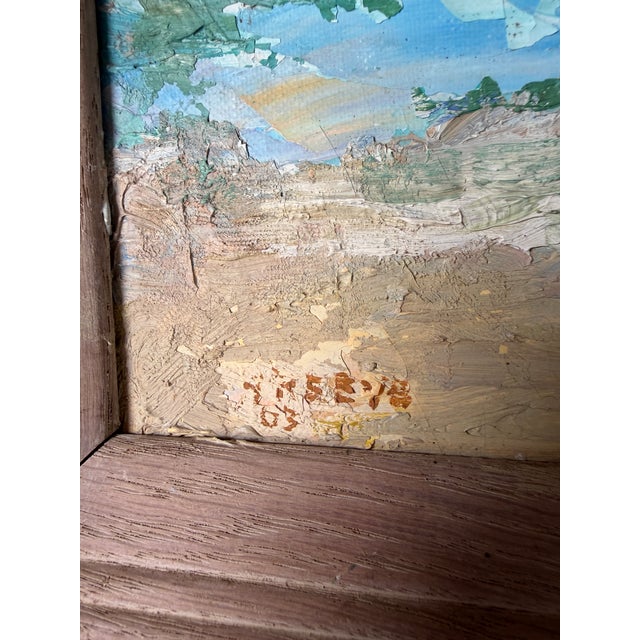 Vintage Impressionist Coastal Harbor Oil Painting on Canvas - Framed For Sale - Image 12 of 18