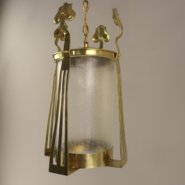1920s Corridor Lantern with Original Shade from Wiener Werkstätte, 1890s For Sale - Image 5 of 14