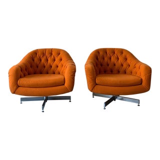 1970s Vintage Swivel Club Chairs- A Pair For Sale