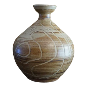 1970s Carved Glazed Pottery Vase