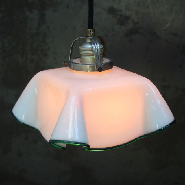 Mid-Century Modern Mid-Century French Opaline Glass Pendant Light For Sale - Image 3 of 8
