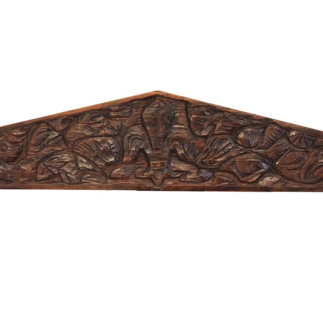 Large Brown Hand-Carved Wooden Mirror with Organic Motif For Sale - Image 4 of 6