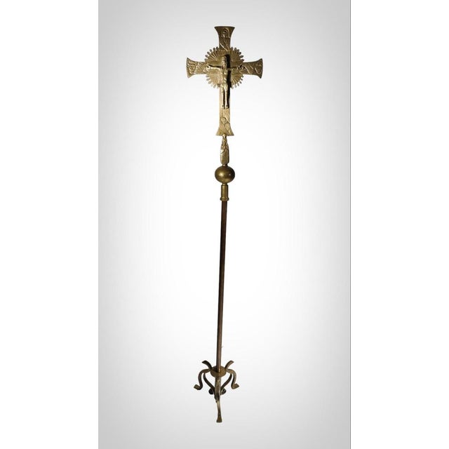 Great cross of the xix century processional or altar large neo-roma style bronze cross of the xix century with dual use:...