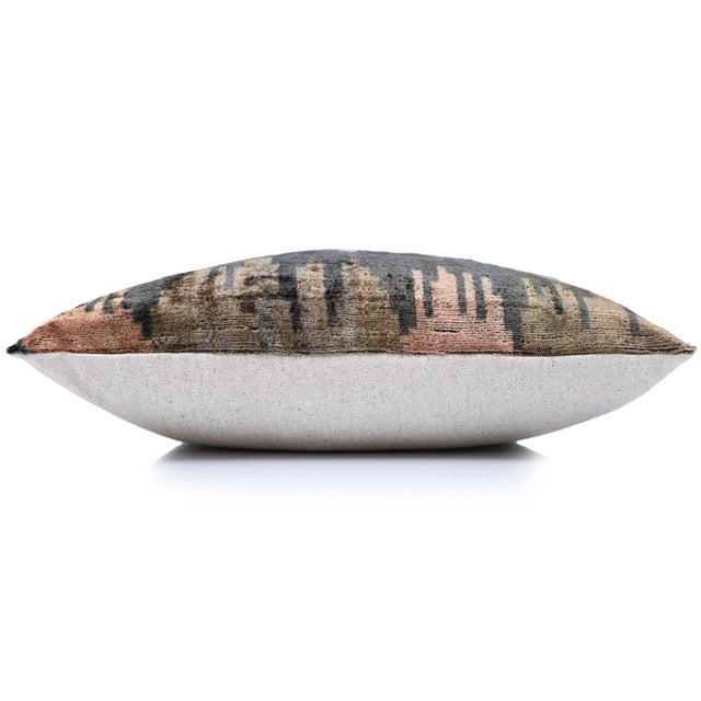 The Abstract Landscape Painterly Silk Velvet Pillow - Dusty Rose & Charcoal 20x20 For Sale - Image 4 of 8