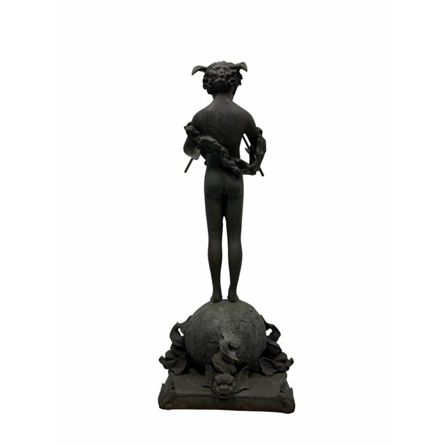 Metal Vintage 30” Patinated Bronze "Pan of Rohallion" Sculpture After Frederick MacMonnies For Sale - Image 7 of 8