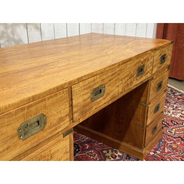 Indian Marine Flat-Top Desk in Mahogany, 1980s For Sale - Image 4 of 18