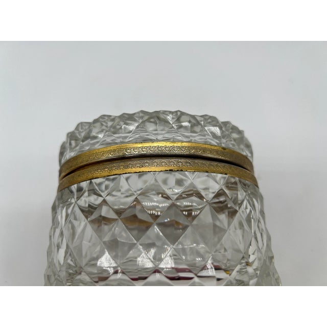 Transparent French Baccarat Style Crystal Glass & Ormolu Mounted Oval Casket Box For Sale - Image 8 of 8