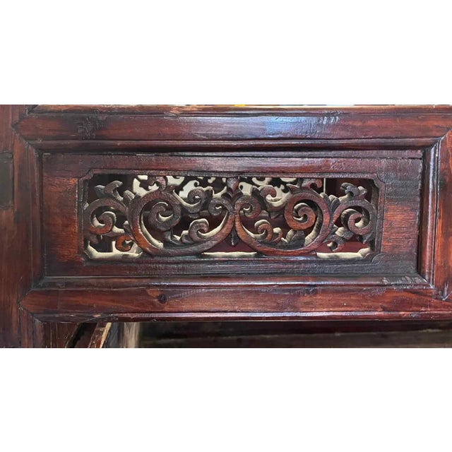 Antique hand crafted carved lightweight wood Asian wedding (or dowry) chest. Four unattached drawers/boxes stacked in a...