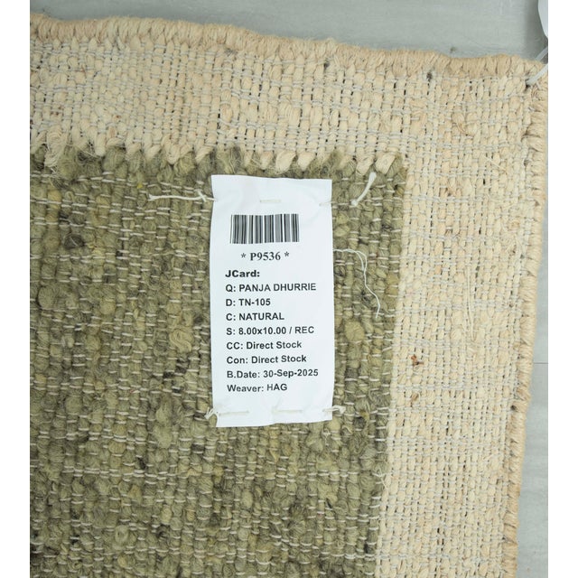 8x10 Natural Wool Jute Cream Green Solid Premium Rug For Sale - Image 6 of 17