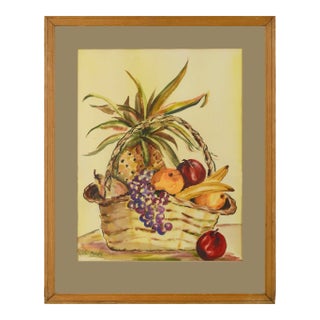 Mid Century Still-Life --Basket of Fruit by Luella Murphy For Sale