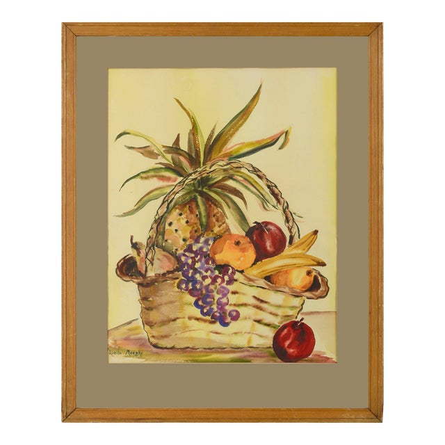 Mid Century Still-Life --Basket of Fruit by Luella Murphy For Sale