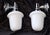 Vintage Wall Lamps with Chrome-Plated Brackets and Opaque White Glass Shades from Hillebrand-Leuchten, 1980s, Set of 2 For Sale - Image 6 of 8