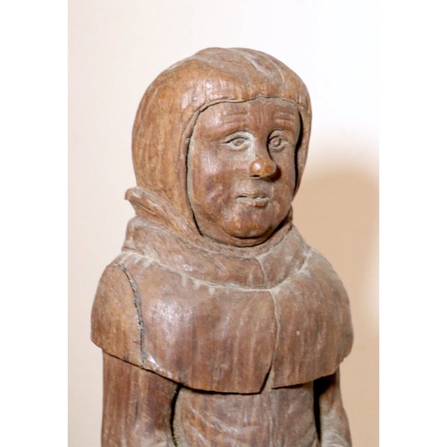 Antique 1800s Hand Carved Wood Folk Art Friar Monk Statue Sculpture Religious For Sale - Image 11 of 11