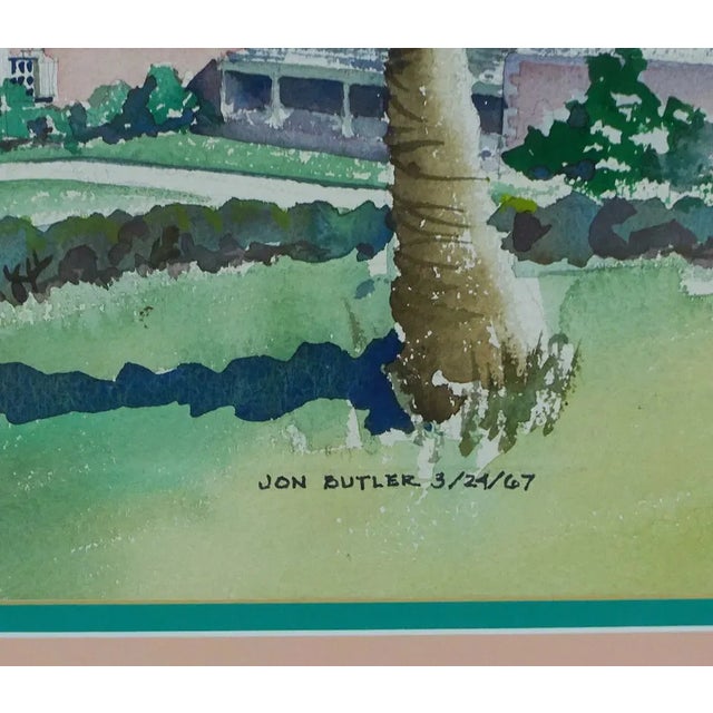 1960s Bermuda Estate C1967 Watercolour by Jon Butler Provenance: The Susie Hilfiger Collection For Sale - Image 5 of 6