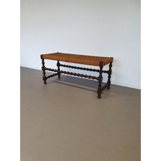 Vintage Bench with Rope Seat For Sale - Image 3 of 11