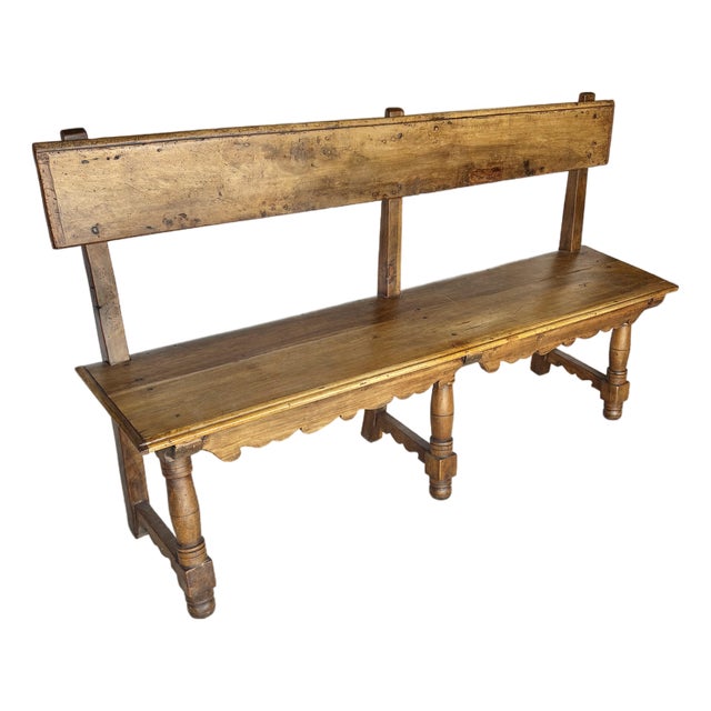 Late 19th Century Italian Walnut Bench For Sale