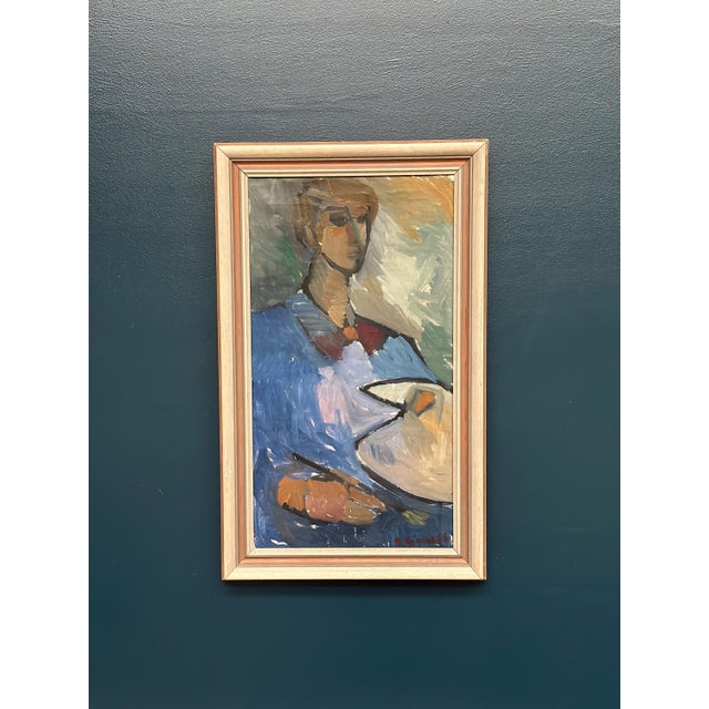 Original Swedish Oil on Canvas – “Artist” by Sven Lignell – Vintage & Framed – 74 × 45 cm (29.1" × 17.7") A composition...