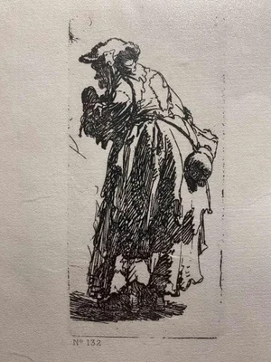 Charles Amand Durand after Rembrandt, Old Beggar Woman with a Gourd, Engraving, 19th Century