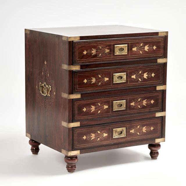 Vintage Pair of Anglo Indian Campaign Style Inlaid Rosewood Stands For Sale - Image 11 of 16