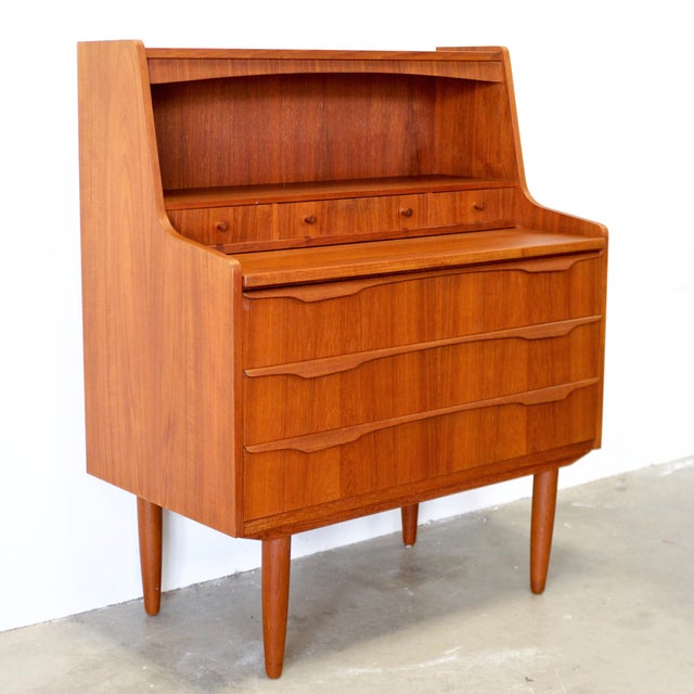 1950s Danish Teak Secretary Desk For Sale - Image 4 of 12