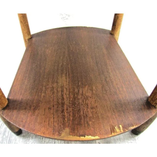 Brown 1950s Vintage Lane Round Two Tier Greek Key Pattern Laminate Top Occasional Side Table For Sale - Image 8 of 11