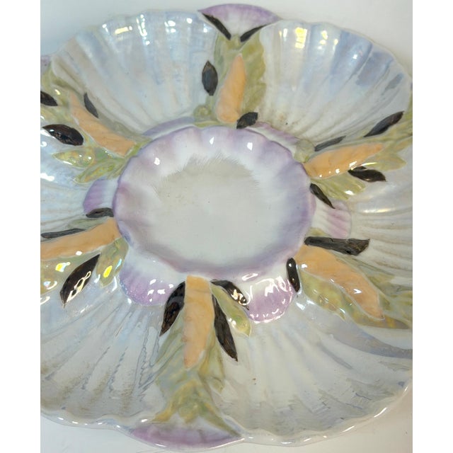 Limoges Naturalistic Luster Oyster Plate with Deep Center Well, France For Sale - Image 12 of 12