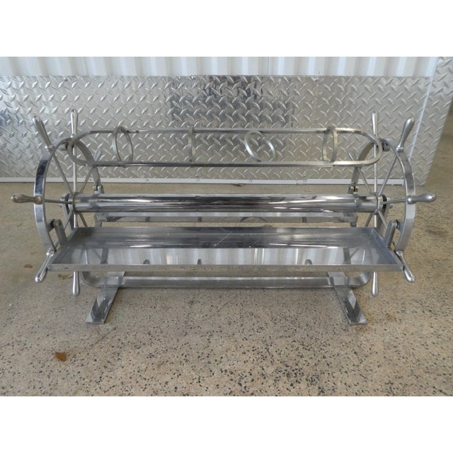 Art Deco Chrome Ships Wheel Rotating Table Top Bar For Sale - Image 10 of 10