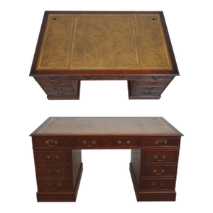 English Leather Top 3 Part Executive Partners Desk