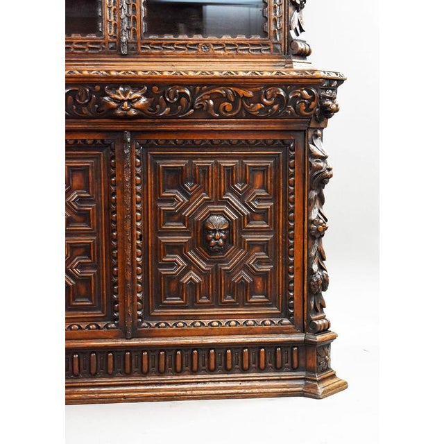 Late 19th Century Victorian Carved Oak Bookcase, 1880 For Sale - Image 5 of 13