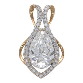 Igi Certified 3.3Ct Lab Diamond Pendant With Natural Diamond Accents: 14k Gold For Sale