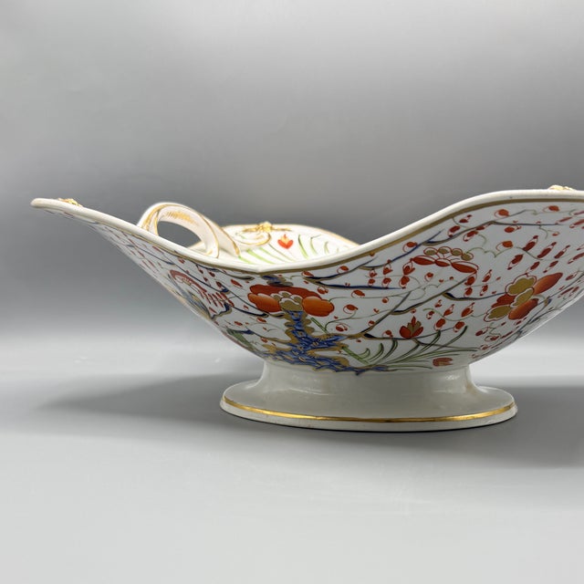 Antique Kakimon Centrepiece Bowl with Double Handled Two Quails Pattern by Derby Porcelain Factory, 1820 For Sale - Image 12 of 18