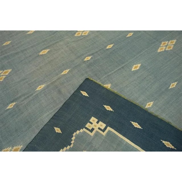 Vintage Dhurrie Geometric Runner Rug in Blue, From Rug & Kilim For Sale In New York - Image 6 of 6