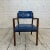 Blue leather chair with wooden frame by Dunbar