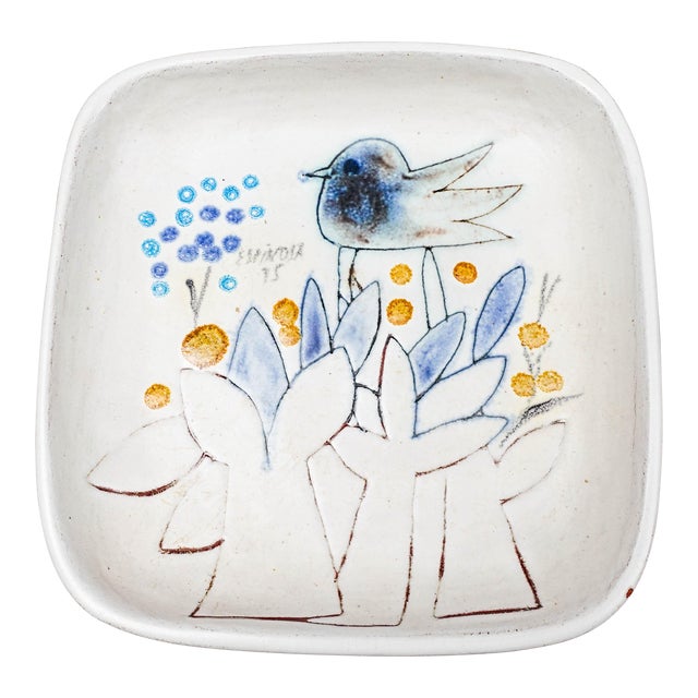 1975 Susana Espinosa Signed Mid-Century Modern Puerto Rico Studio Art Pottery Dish For Sale