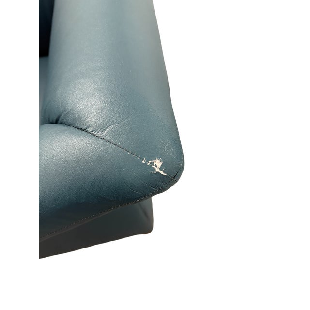 Late 20th Century Brayton International Blue Leather Club Chair - A Set of 2 For Sale - Image 12 of 15