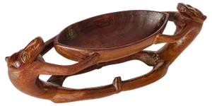 Vide Poche Sculpture in Wood Animals Holding Bowl, 1960s