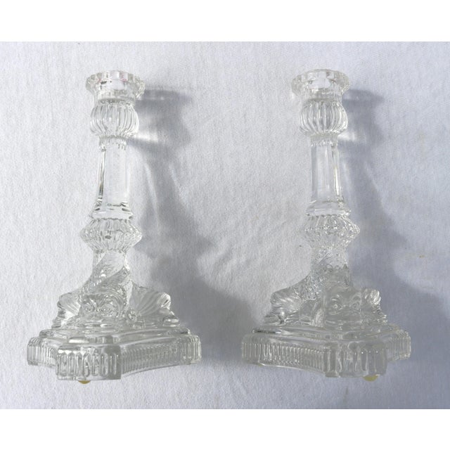 Tiffany & Co. Clear Crystal Candlesticks With Dolphin Motif-a Pair For Sale - Image 9 of 16