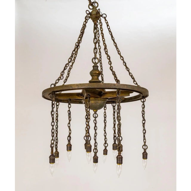 Early 20th Century Large Antique 11-Light Metal Star Chandelier For Sale - Image 5 of 12