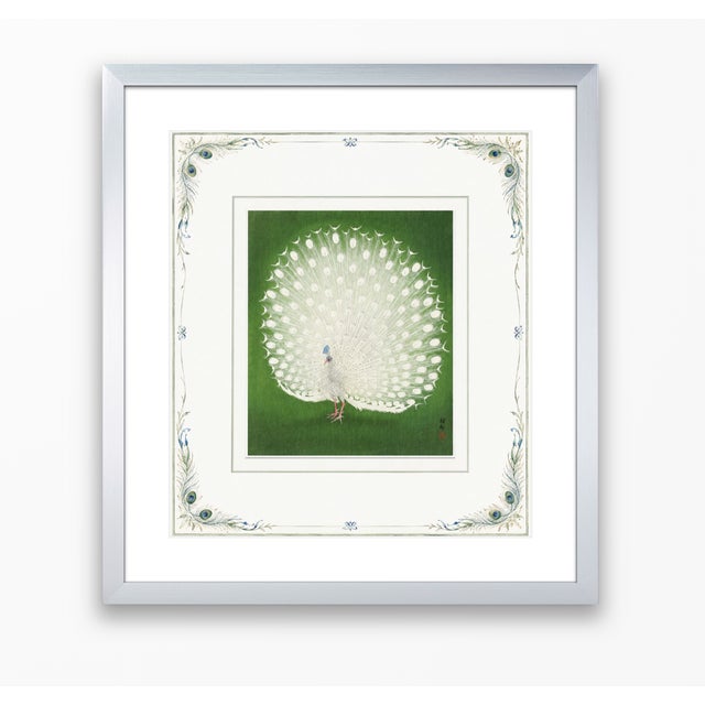 Emerald Japanese White Peacock After Ohara Koson Fine Art Print 16 X 18 For Sale - Image 8 of 11