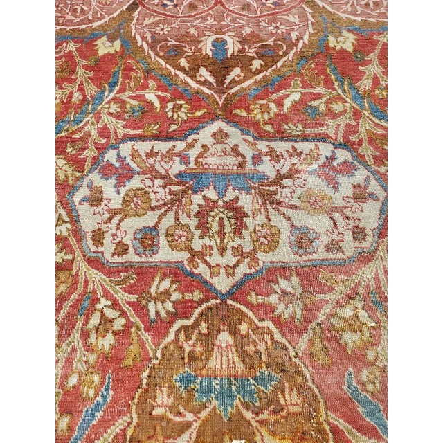 19th Century Antique Tabriz Carpet, Handmade Persian Rug in Floral Gold, Red and Beige For Sale - Image 5 of 18