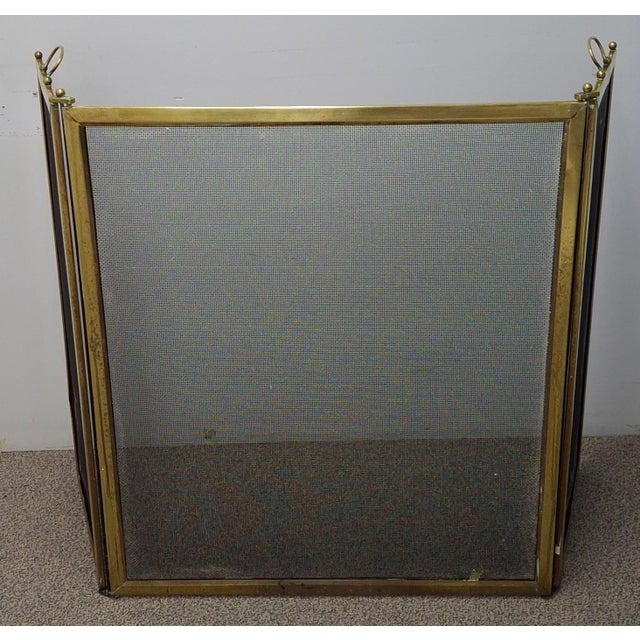 Black Victorian Solid Brass and Wire Mesh Fire Screen , Circa 1880s For Sale - Image 8 of 11