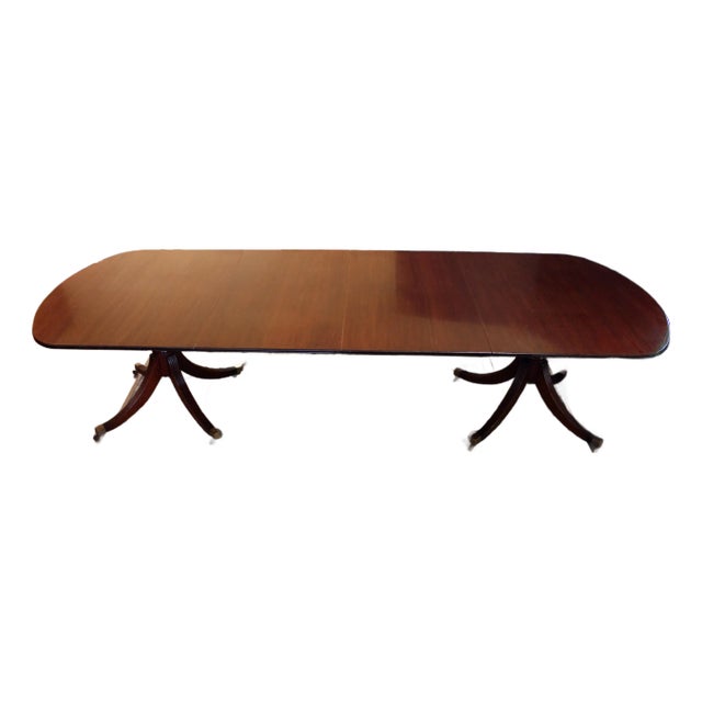 Early to Mid-20th Century English Double Pedestal Dining Table For Sale