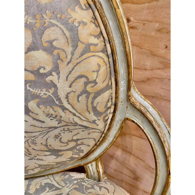 Pair George III Open Arm Chairs in C. 1970's Fortuny For Sale - Image 9 of 12