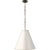 Modern Thomas O'Brien for Visual Comfort Signature Goodman Medium Hanging Light in Bronze & Hand-Rubbed Antique Brass with Antique White Shade For Sale - Image 3 of 4
