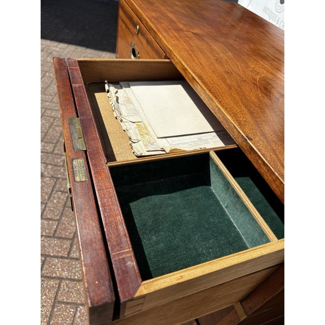 Wood Antique Brass-Bound Mahogany Campaign Chest from Ross & Co, Dublin For Sale - Image 7 of 18