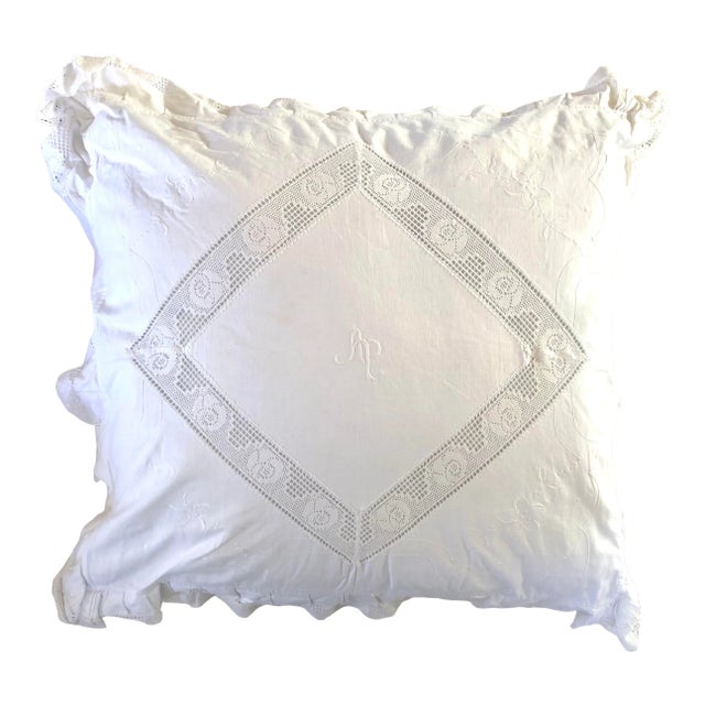 European Diamond Pattern Pillow Sham, Monogrammed For Sale
