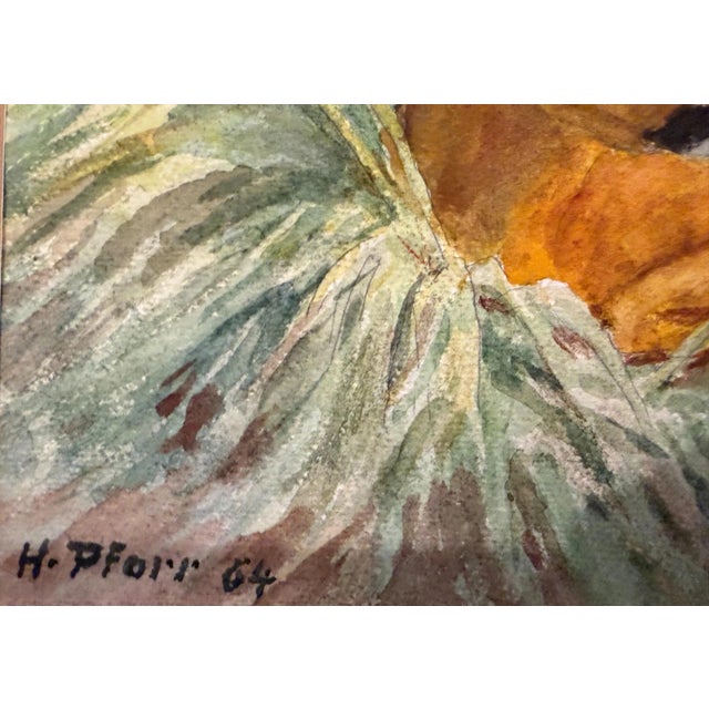 Modern Heinrich Pforr, Resting Deer, 1964, Watercolor For Sale - Image 3 of 11
