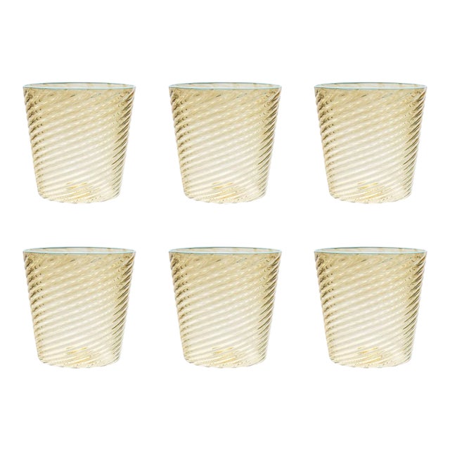 Not Yet Made - Made To Order Celerie Kemble Glassware for Chairish Twisty Cups in Olive with Opal Blue Rim, Set of 6 For Sale - Image 5 of 5