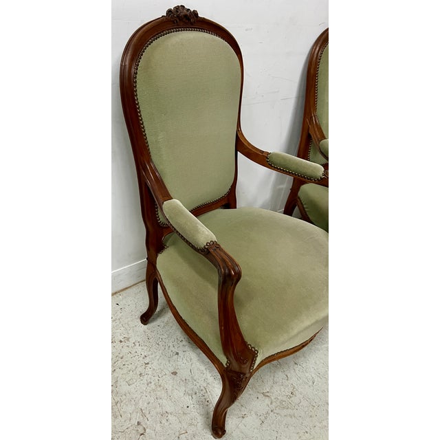 Louis XV Style Armchairs in Walnut, Set of 2 For Sale - Image 11 of 14