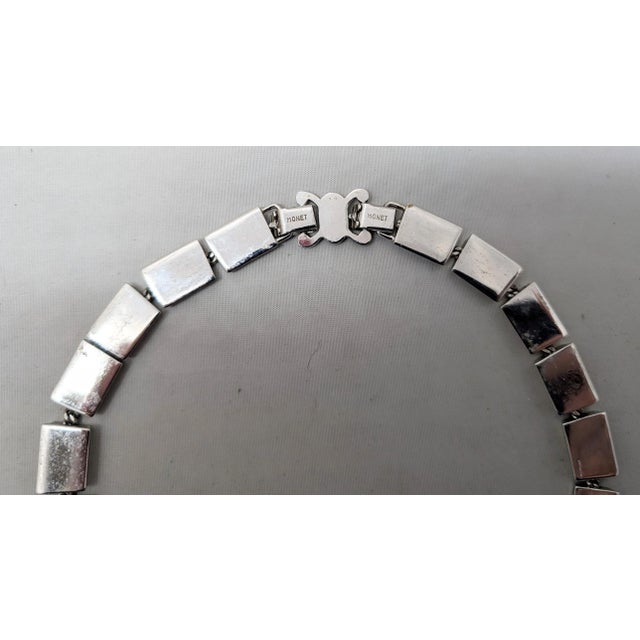 Vintage Signed Monet "Maharani" Rhodium Plated Rope Texture Collar Necklace For Sale - Image 10 of 11